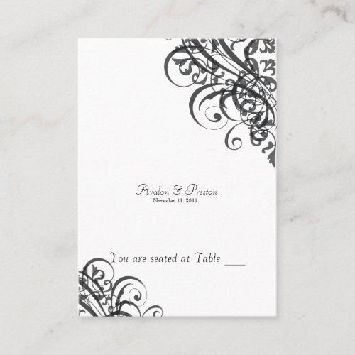 Exquisite Baroque Black &amp; White Scroll Placecard Business Cards