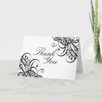 Exquisite Baroque Black & White Scroll Thank You by TheInspiredEdge at Zazzle