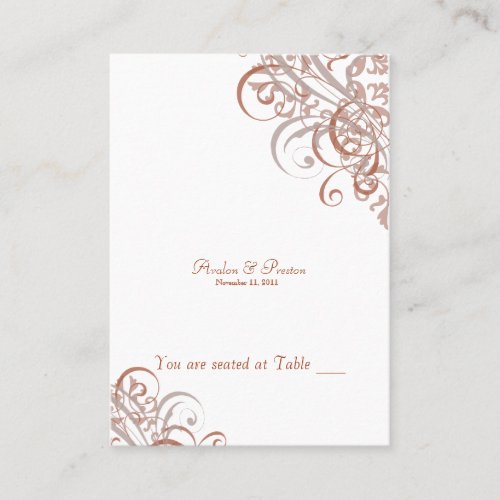 Exquisite Baroque Orange &amp; White Scroll Placecard Business Card Templates