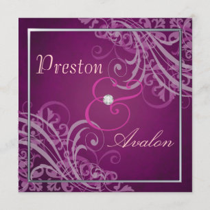 Exquisite Baroque Pink Scroll Invitation