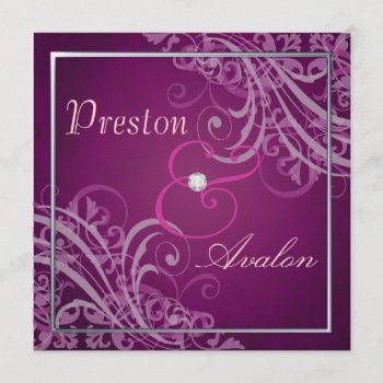 Exquisite Baroque Pink Scroll  Invitation by TheInspiredEdge at Zazzle