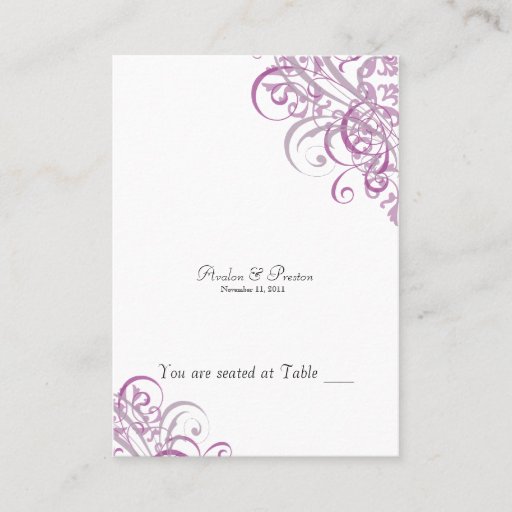 Customizable Exquisite Baroque Pink &amp; White Scroll Placecardn Business Card Templates