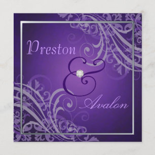 Exquisite Baroque Purple Scroll Invitation
