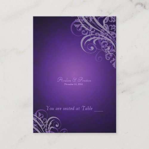 Exquisite Baroque Purple Scroll Placecard Business Cards