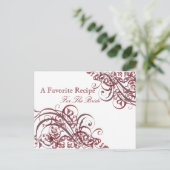 Exquisite Baroque Red Bridal Shower Recipe Card (Standing Front)