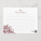Exquisite Baroque Red Bridal Shower Recipe Card (Back)