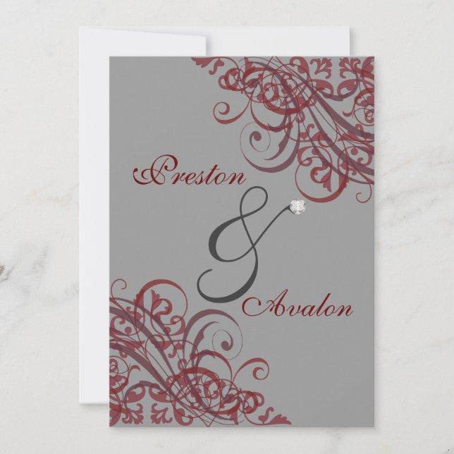 Exquisite Baroque Red Scroll 5x7 Invitation (Front)