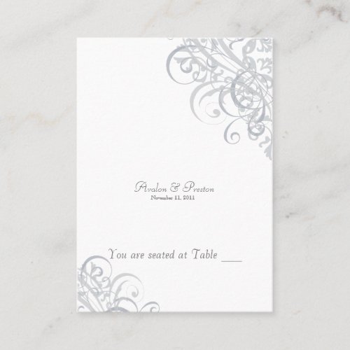 Exquisite Baroque White &amp; Silver Scroll Placecard Business Cards
