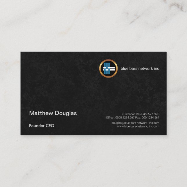 Exquisite Black Daubs Corporate Founder CEO Business Card (Front)