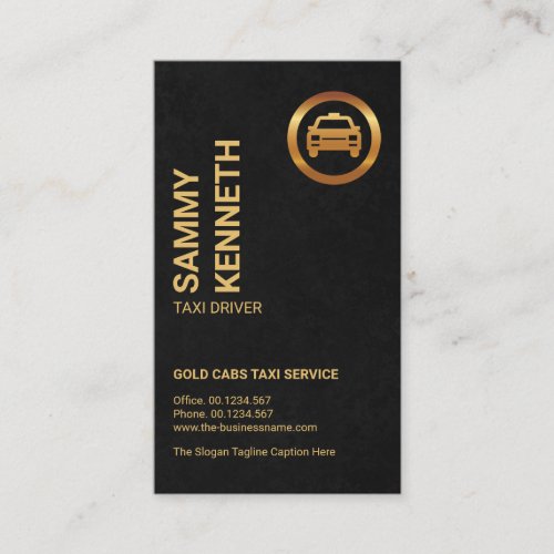 Exquisite Black Grunge Gold Taxi Logo Taxi Driver Business Card