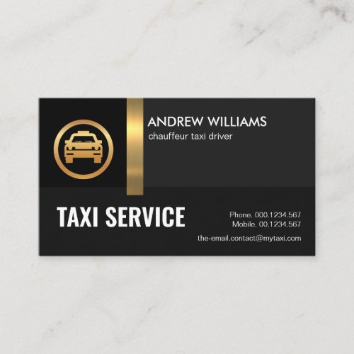 Exquisite Black Shades Gold Stripe Taxi Driver Business Card