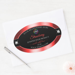 Exquisite Black Shiny Red with Logo Product Label