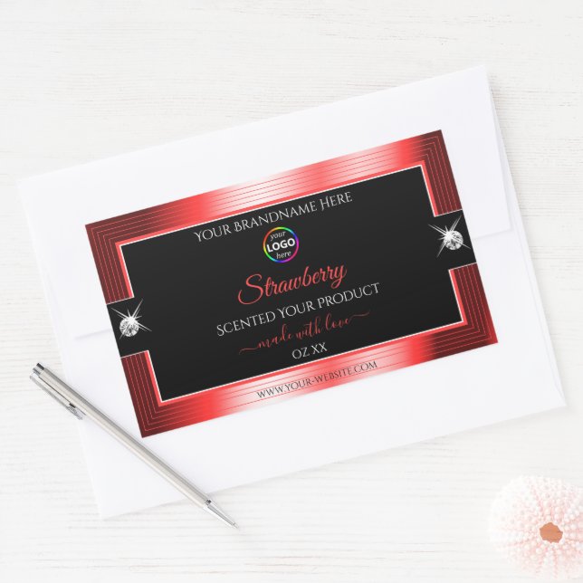 Exquisite Black Shiny Red with Logo Product Label (Envelope)