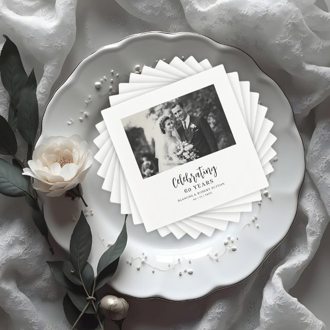 Exquisite Black White Elegant Wedding Anniversarie Napkins (Exquisite Black & White Elegant Wedding Anniversarie Photo Napkins.)