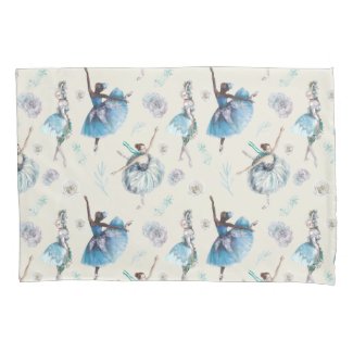 Exquisite Blue Ballerinas on Cream Standard Pillowcase 