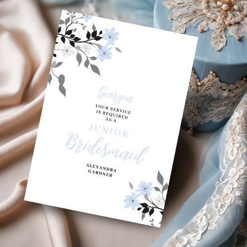 Exquisite Blue Floral Bunch Wedding Jr Bridesmaid Invitation