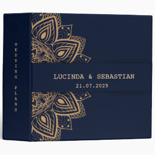 Exquisite Blue Gold Luxury Wedding Albums 3 Ring Binder