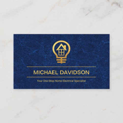 Exquisite Blue Light Grunge Gold Electric Bulb Business Card