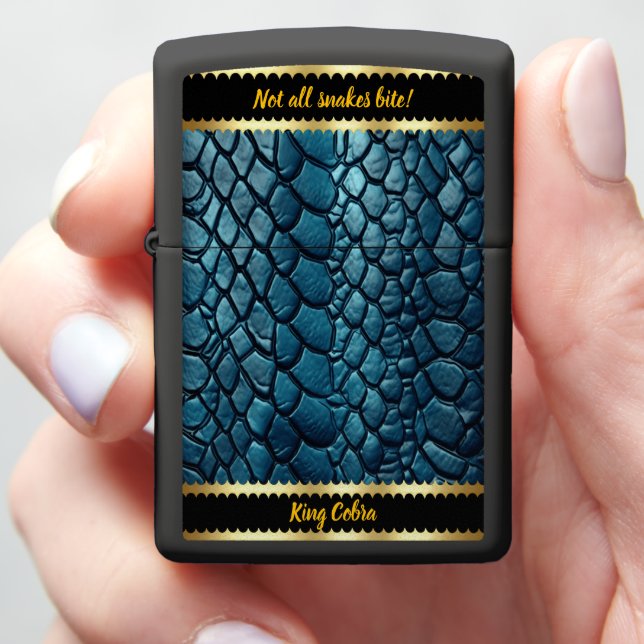 Exquisite blue snake skins shimmering in sunlight zippo lighter (In Hand)