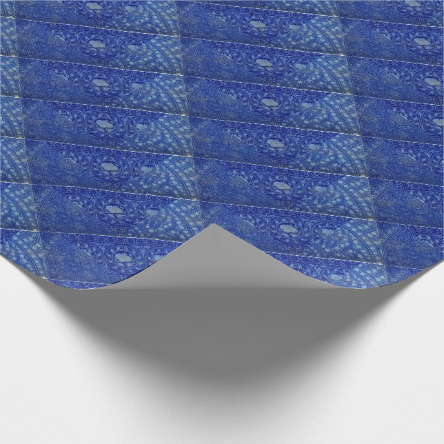 EXQUISITE blue Victorian decor print Wrapping Paper (Corner)