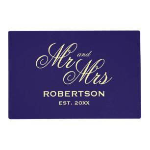 Exquisite blue wedding dinner party placemats