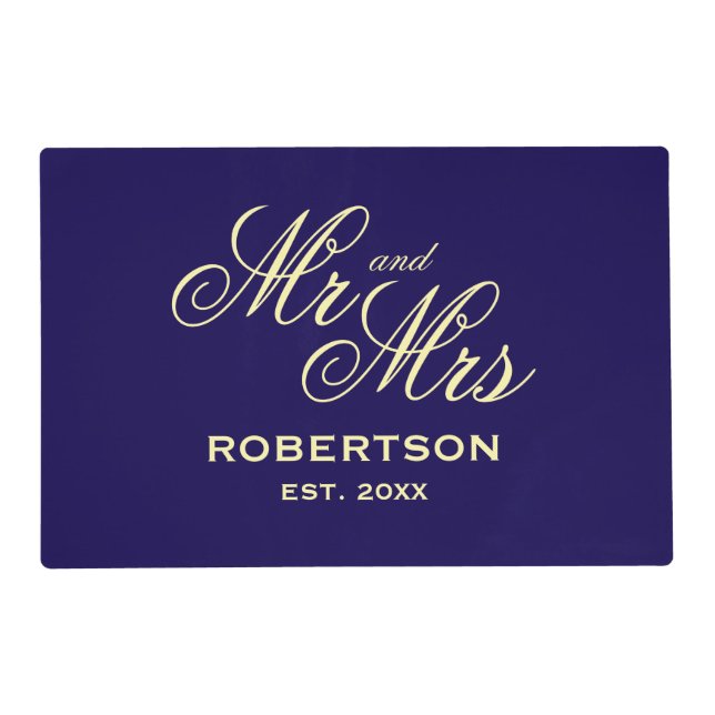 Exquisite blue wedding dinner party placemats (Front)