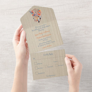 Exquisite Boho Dream Catcher Wedding All In One All In One Invitation