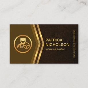 Exquisite Brown Grunge Gold Arrow Chauffeur Driver Business Card