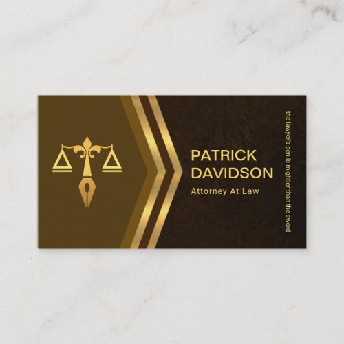 Exquisite Brown Grunge Gold Arrow Legal Consultant Business Card