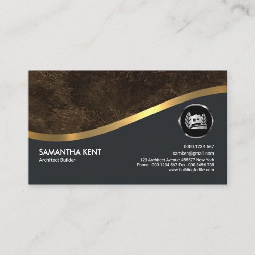 Exquisite Brown Grunge Gold Wave Architect Builder Business Card