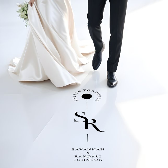 Exquisite Chic Minimalist Black Wedding Initials  Floor Decals (Exquisite Chic Minimalist Black Effect Wedding Initials Floor Decals.)