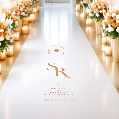 Exquisite Chic Minimalist Golden Wedding Initials Floor Decals