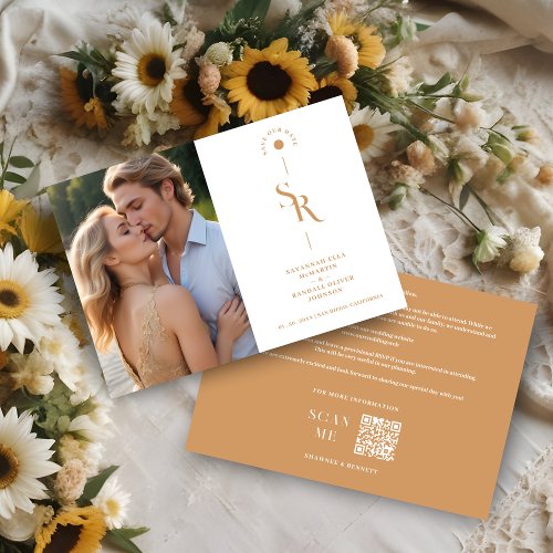 Exquisite Chic Minimalist Golden Wedding Initials  Save The Date