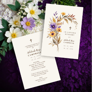 Exquisite Chic Purple & Yellow Floral Bouquet Invitation