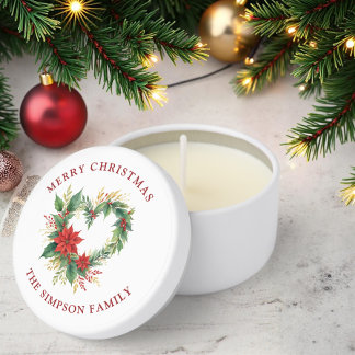 Exquisite Christmas Floral Heart-Shape Mini Candle Favors