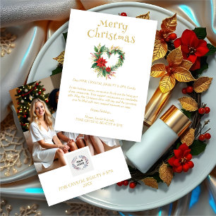 Exquisite Christmas Wreath Heart-Shape Floral Holiday Card