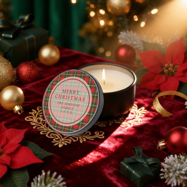 Exquisite Classic Festive Christmas Red Tartan Mini Candle Favors (Exquisite Classic Festive Christmas Red Tartan Mini Candle Favors.)