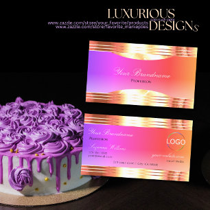 Exquisite Colorful with Rose Gold Borders and Logo Business Card