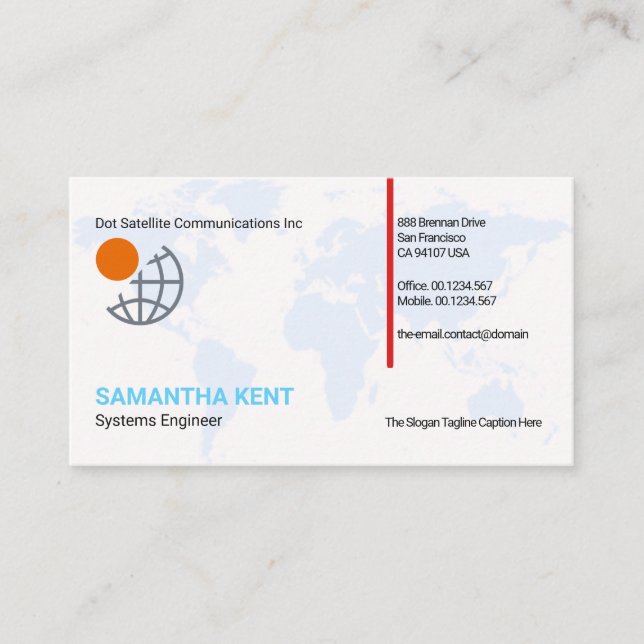 Exquisite Concise Blue Atlas Global Business Card (Front)