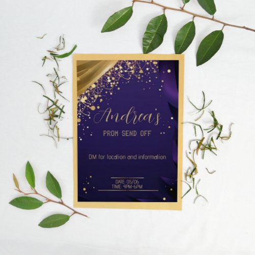 Exquisite Dark Blue and Gold Customized Invitation Flyer