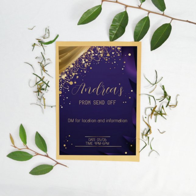 Exquisite Dark Blue and Gold Customized Invitation Flyer (Creator Uploaded)