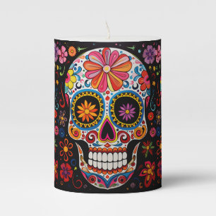 💀Exquisite Día de Muertos Postcard Pillar Candle