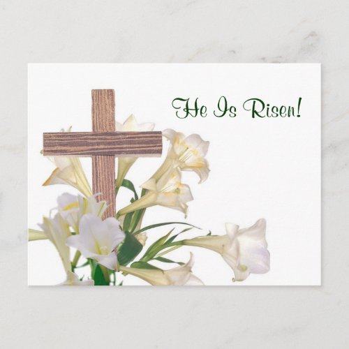 Exquisite Easter Lilies  Wooden Cross Card