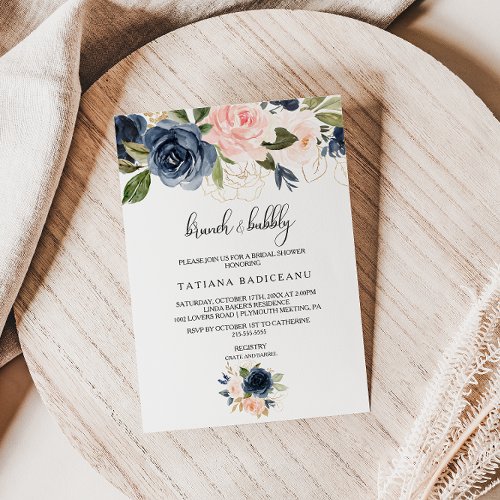 Exquisite Fall  Brunch  Bubbly Bridal Shower Invitation
