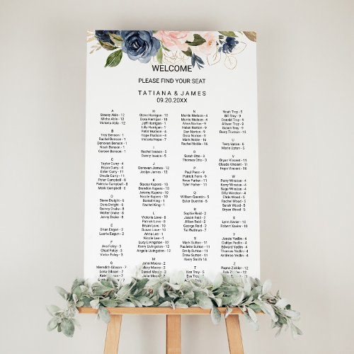 Exquisite Fall Floral Alphabetical Seating Chart
