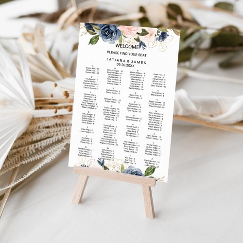 Exquisite Fall Floral Alphabetical Seating Chart