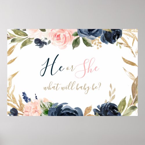 Exquisite Fall Floral Baby Gender Reveal Poster