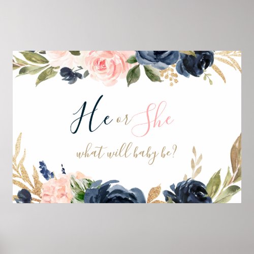 Exquisite Fall Floral Baby Gender Reveal Poster