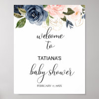 Exquisite Fall Floral Baby Shower Welcome Poster
