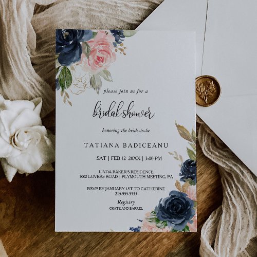 Exquisite Fall Floral Bridal Shower Invitation